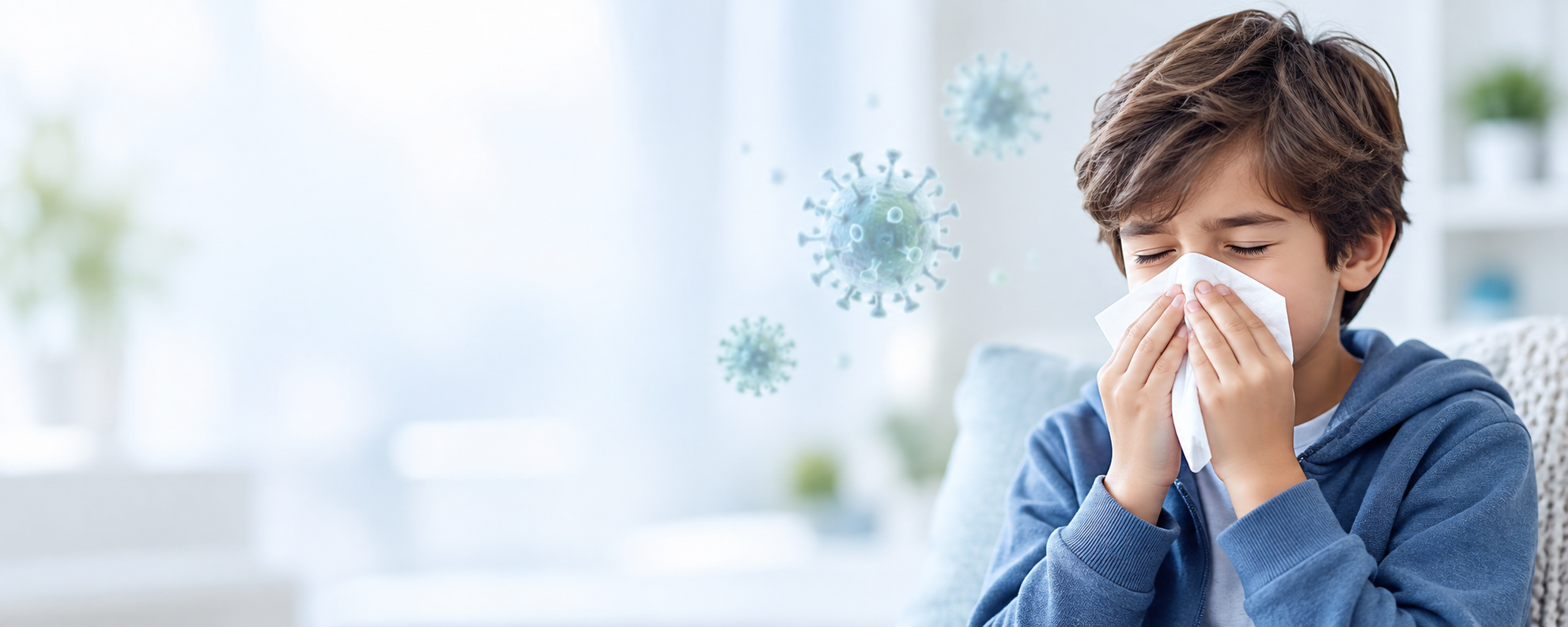 Child experiencing seasonal influenza symptoms