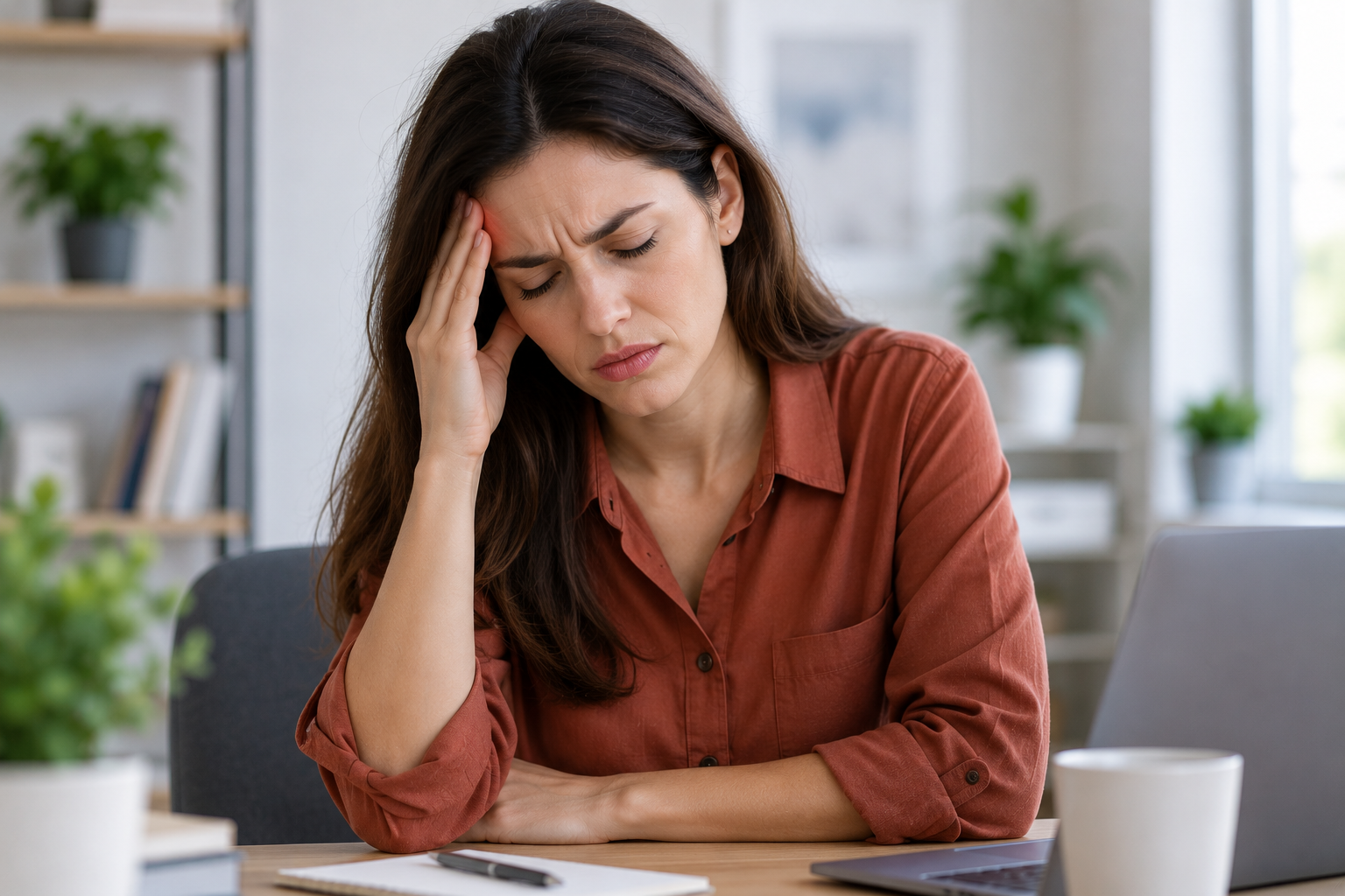 Patient experiencing migraine headache